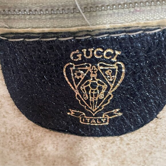 Vintage Gucci Black Monogram Shoulder Bag Italy Logo Strap Classic Old Money - Picture 2 of 15